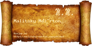 Malitsky Márton névjegykártya